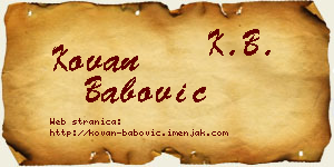 Kovan Babović vizit kartica